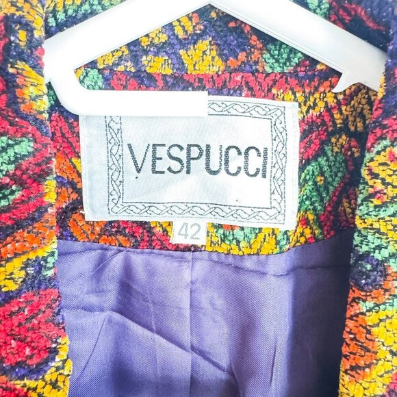 Vespucci Vintage Colourful Textured Fabric Cropped Blazer 42/S - Picture 4 of 7